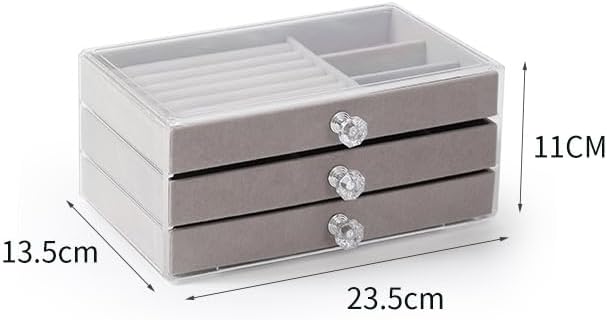 Elegant 3-Drawer Jewelry Box with Plush Velvet Interior