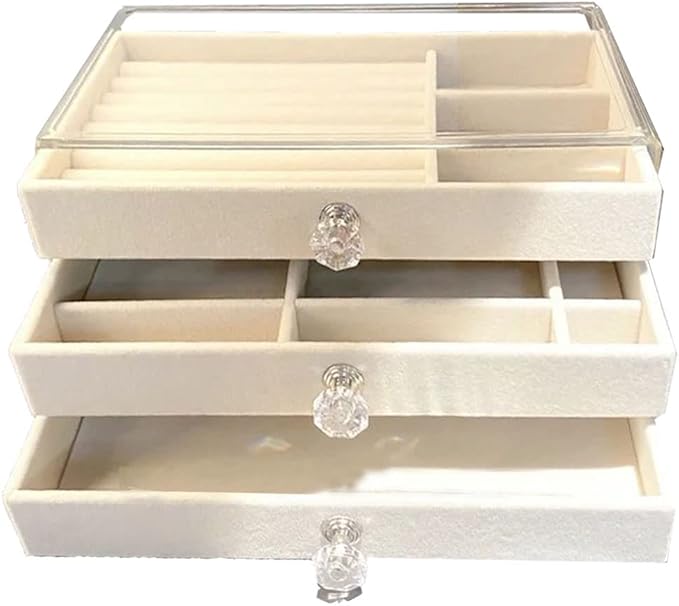 Elegant 3-Drawer Jewelry Box with Plush Velvet Interior