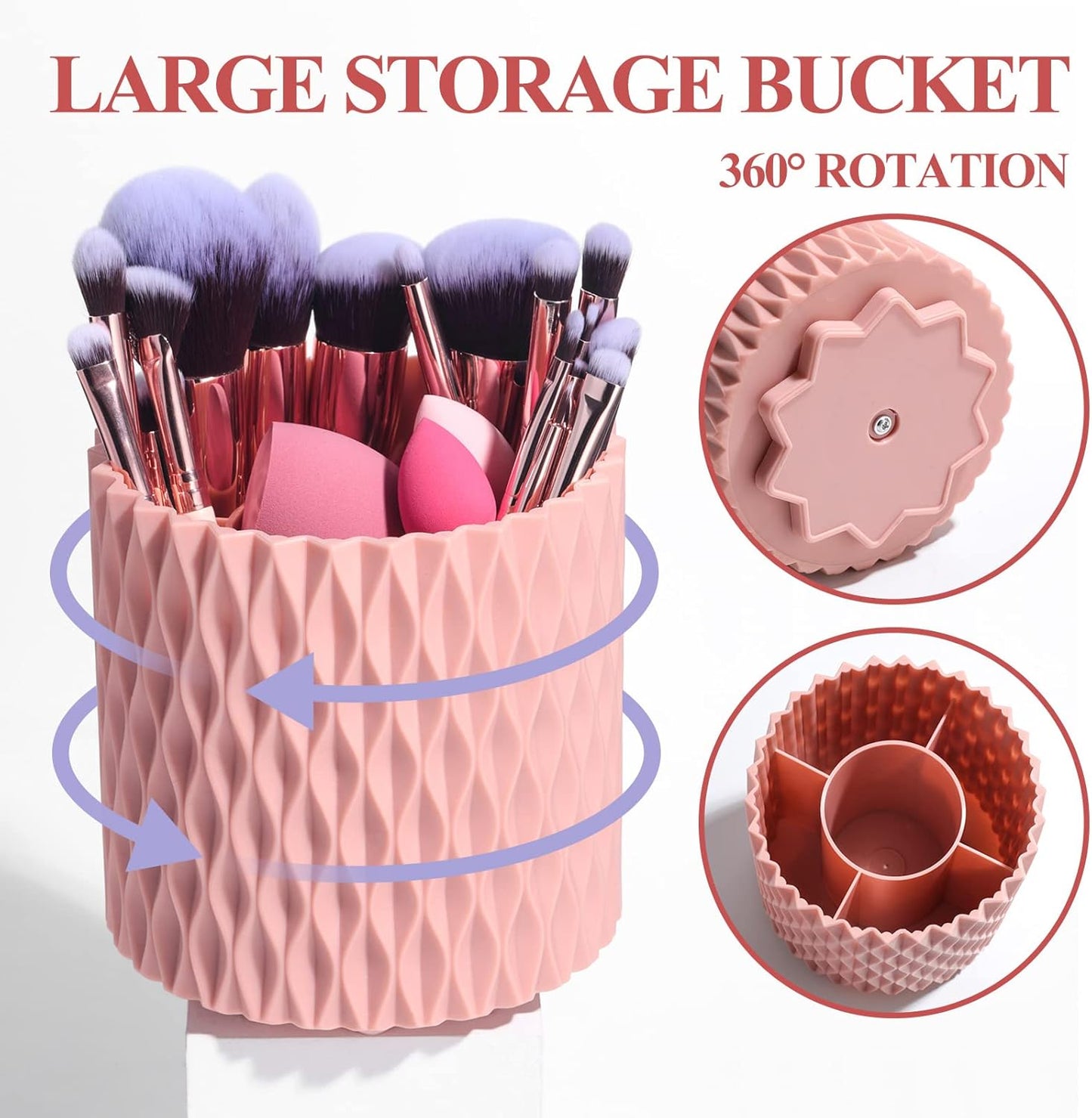 BS-MALL 18-Piece Makeup Brush Set – Soft Synthetic Brushes for Foundation, Powder, Concealer & Eyeshadow + 5 Blending Sponges & Chic Pink Holder (A-Pink)