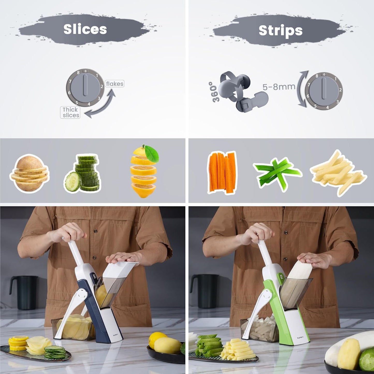 All-in-One Slicer – Kitchen Vegetable Slicer, Onion Chopper & French Fry Cutter