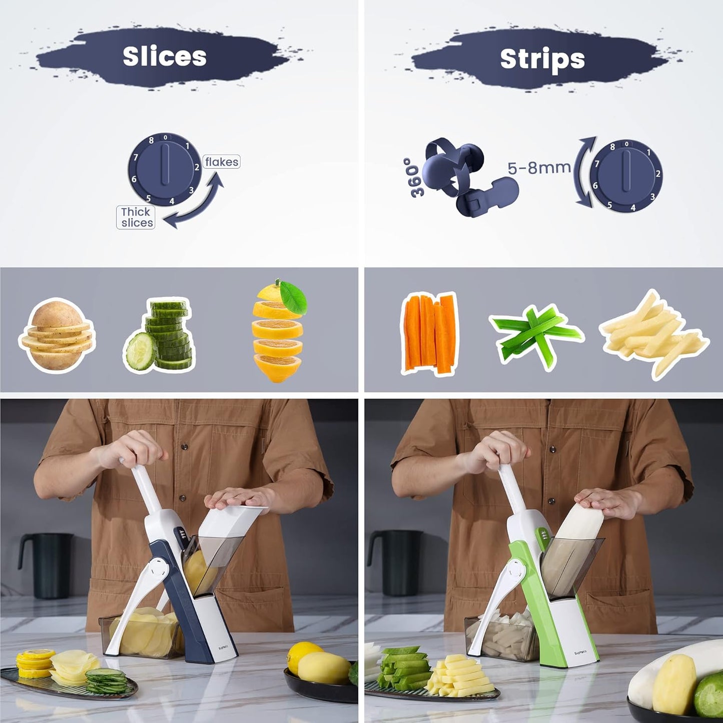 All-in-One Slicer – Kitchen Vegetable Slicer, Onion Chopper & French Fry Cutter