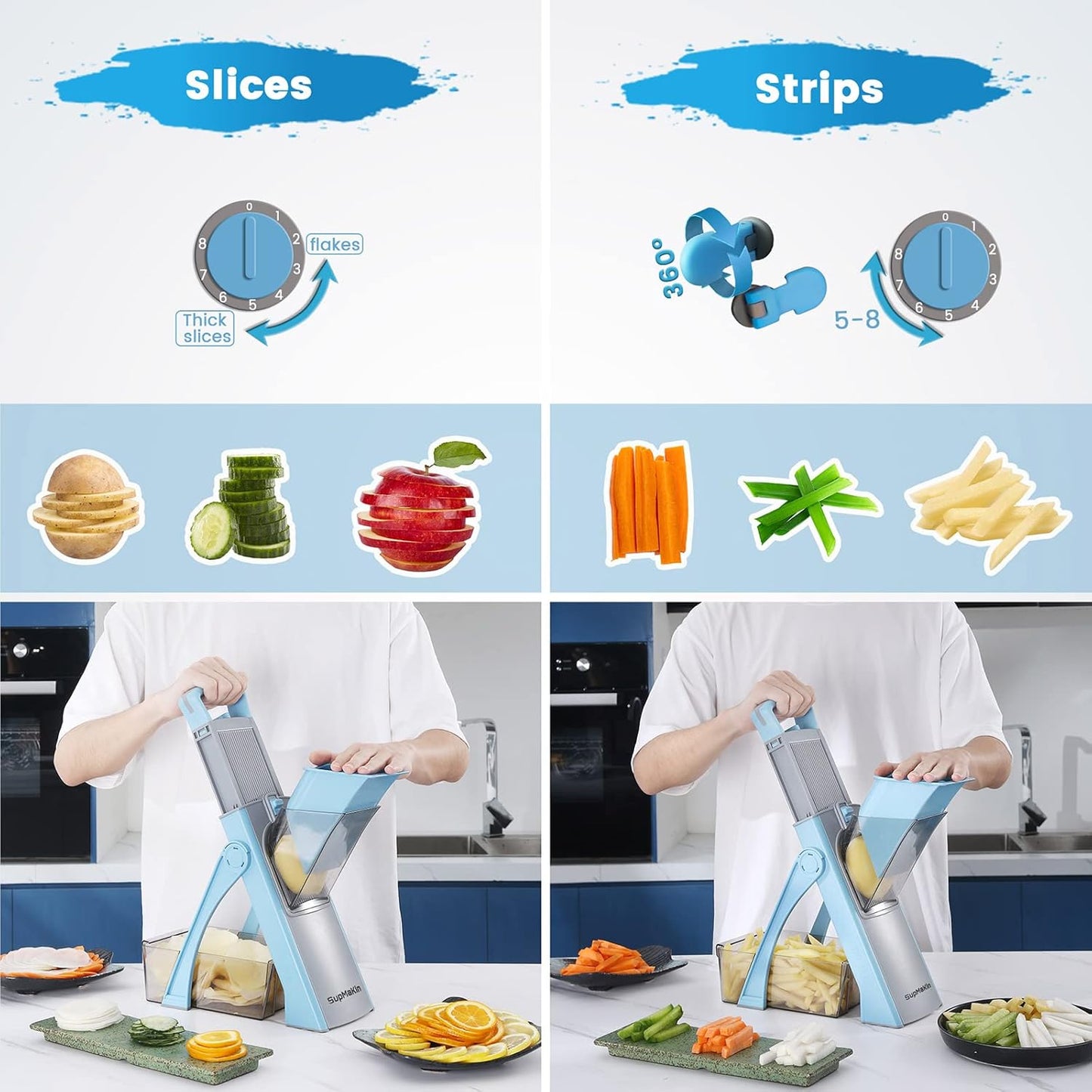 All-in-One Slicer – Kitchen Vegetable Slicer, Onion Chopper & French Fry Cutter