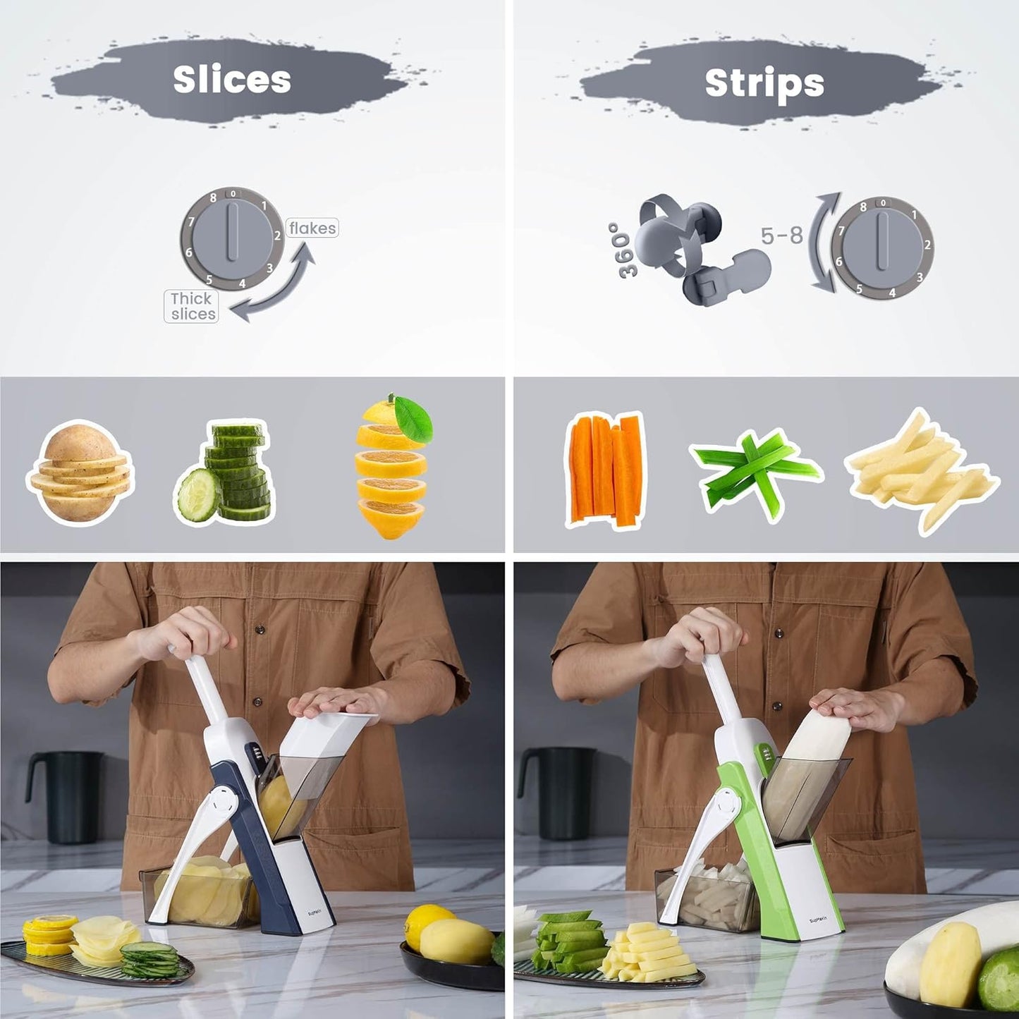 All-in-One Slicer – Kitchen Vegetable Slicer, Onion Chopper & French Fry Cutter