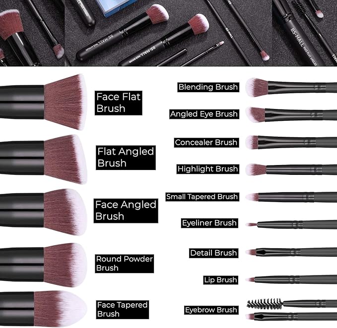 BS-MALL™ 14-Piece Premium Synthetic Makeup Brush Set – Foundation, Powder, Concealer & Eyeshadow Brushes
