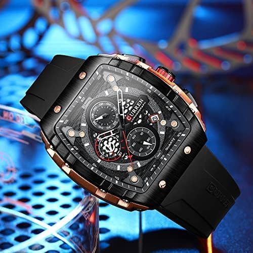 Men's waterproof chronograph watch with silicone strap