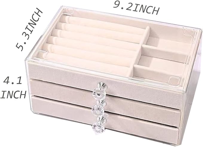 Elegant 3-Drawer Jewelry Box with Plush Velvet Interior