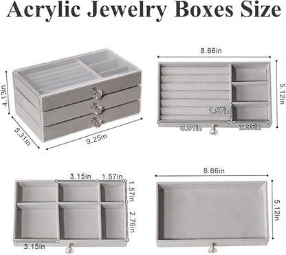 Elegant 3-Drawer Jewelry Box with Plush Velvet Interior