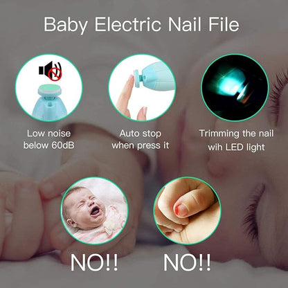 12-in-1 Electric Baby Nail Trimmer & Clippers with LED Light – Safe & Gentle Nail File for Newborns and Toddlers, Includes 4 Replacement Pads & Nail Cutter