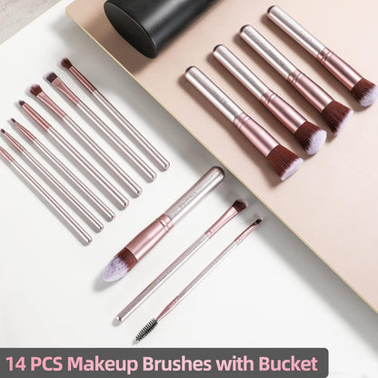 BS-MALL™ 14-Piece Premium Synthetic Makeup Brush Set – Foundation, Powder, Concealer & Eyeshadow Brushes