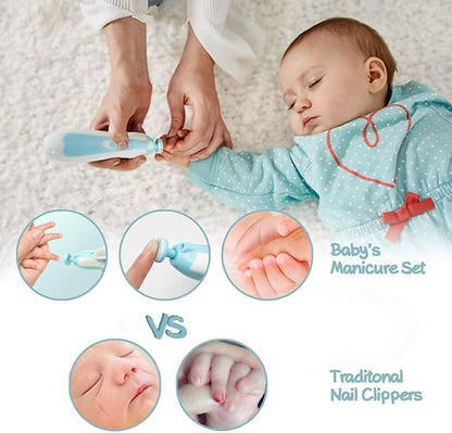 12-in-1 Electric Baby Nail Trimmer & Clippers with LED Light – Safe & Gentle Nail File for Newborns and Toddlers, Includes 4 Replacement Pads & Nail Cutter