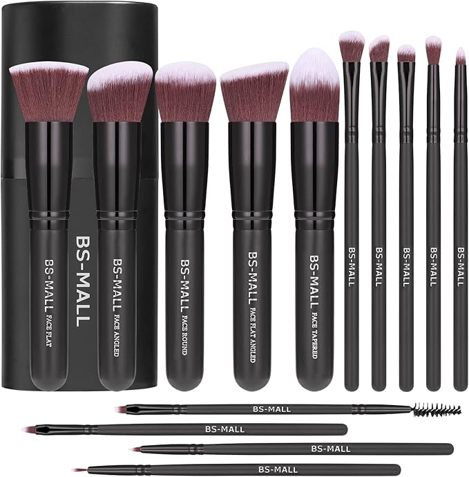 BS-MALL™ 14-Piece Premium Synthetic Makeup Brush Set – Foundation, Powder, Concealer & Eyeshadow Brushes