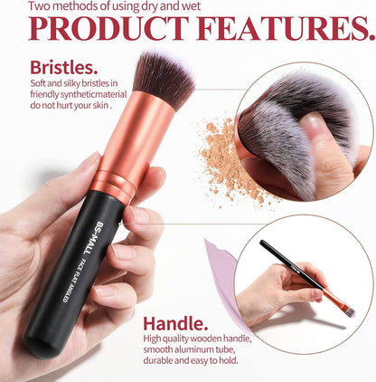 BS-MALL™ 14-Piece Premium Synthetic Makeup Brush Set – Foundation, Powder, Concealer & Eyeshadow Brushes