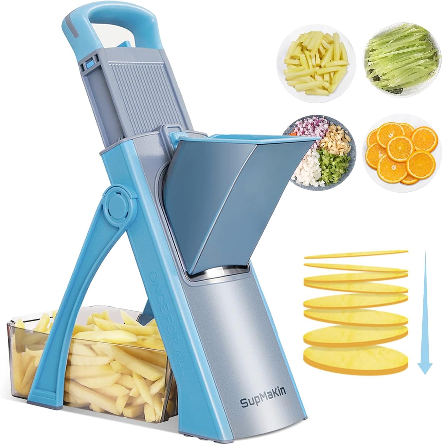 All-in-One  Slicer  – Kitchen Vegetable Slicer, Onion Chopper & French Fry Cutter