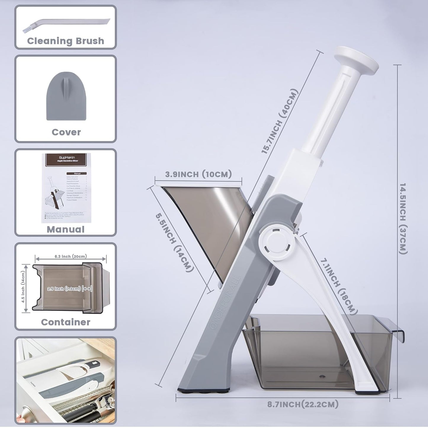 All-in-One  Slicer  – Kitchen Vegetable Slicer, Onion Chopper & French Fry Cutter