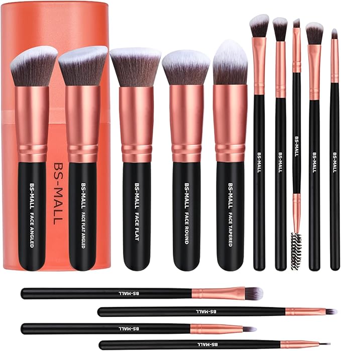 BS-MALL™ 14-Piece Premium Synthetic Makeup Brush Set – Foundation, Powder, Concealer & Eyeshadow Brushes